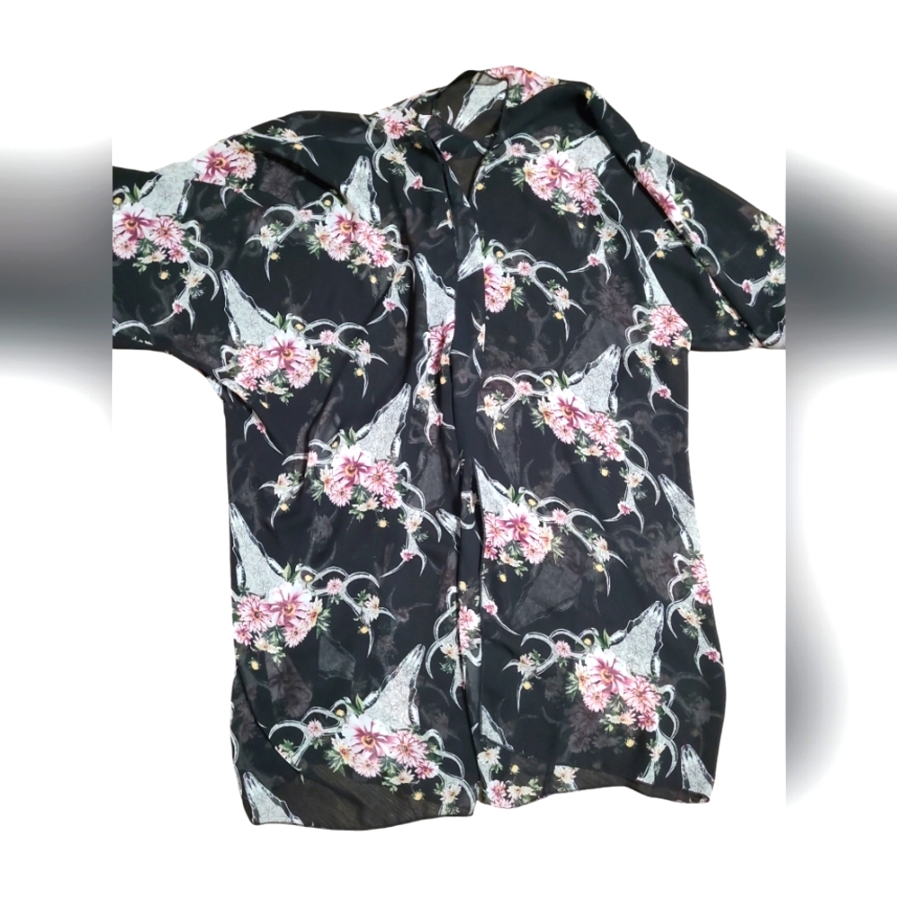 Floral & Cow Skull Kimono